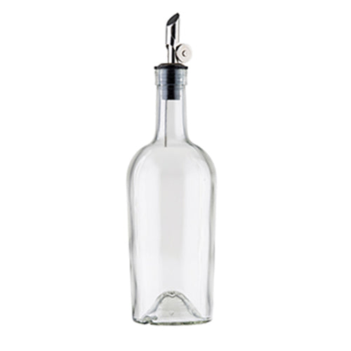 Oil & Vinegar Bottle, 17-1/2 oz., with stainless steel pourer (597P), glass, clear