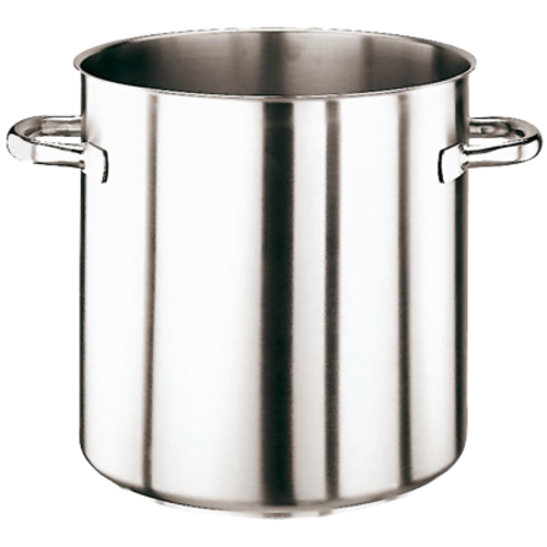 Stock Pot, 27 qt., 12-1/2'' dia. x 12-1/2''H, stainless steel sandwiched around aluminum plate, without lid, induction ready, dual welded handles, Paderno, Series 1000, NSF
