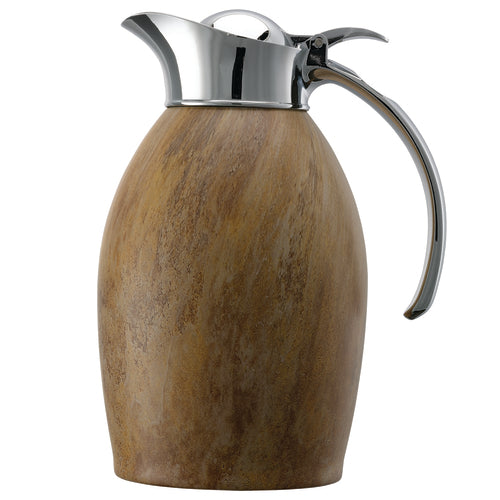 Carafe, 1 liter (33.8 oz.), 4-3/4'' x 5-1/2'' x 8-1/2'', retention: 4-6 hours, hydro-dipped travertine marble finish