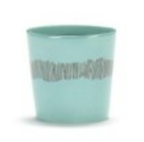 Coffee Cup, Azure Swirl-Stripes Red, 8 oz., 3'' dia. x 3''H, round, Stoneware, Light Blue, Serax, Ottolenghi - Feast