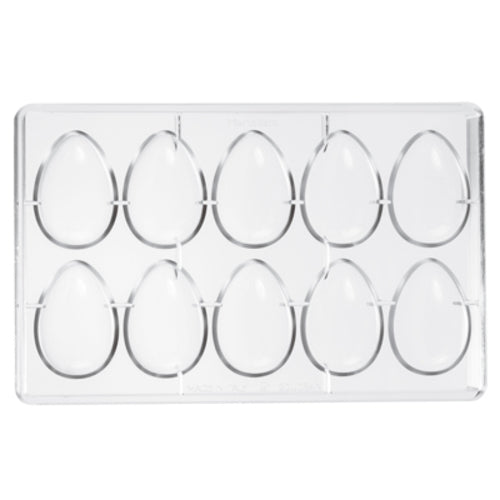 Chocolate Mold, egg, (10) 2-1/2''L x 1-3/4''W size mold, 10-7/8''L x 6''W overall, thermal shock resistant, polycarbonate, Paderno, Bakeware
