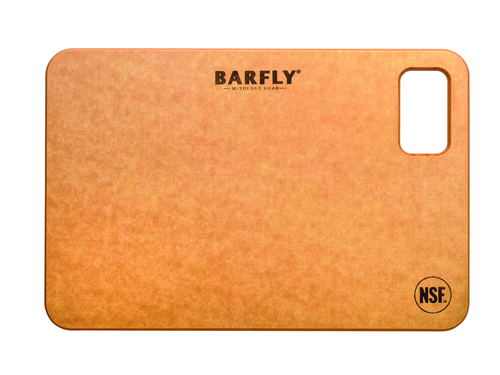 Barfly Bar Board, 6'' x 9'', eco-friendly paper composite construction, built in transport and storage hole/handle, NSF