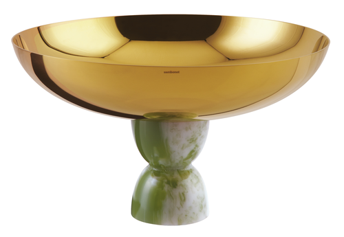 Footed Cup, 10 1/4'' dia. x 6''H, round, PVD Gold /Jade Resin, Sambonet, Madame