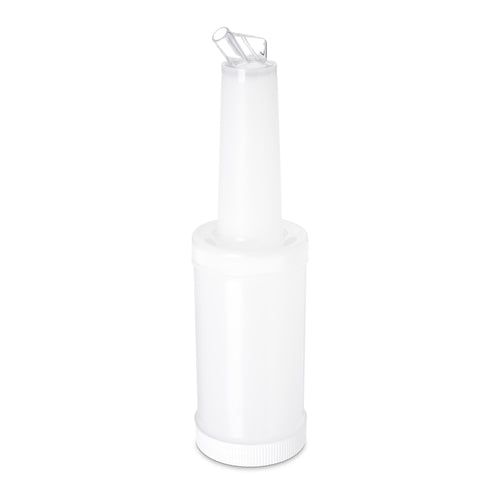 Store 'N Pour Quart Complete, 32 oz., container, neck, and color-coordinated spout and cap, break resistant, dishwasher safe, polyethylene, white, BPA Free (must order in multiples of 12)