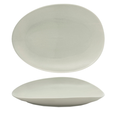 Tides Plate, 12'' x 8-3/4'', oval, porcelain, semi-matte glaze, pumice