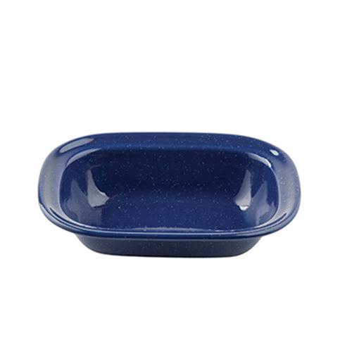 Enamel Serving Pan, Blue with White Speckle, 7.75 x 5.75 x 1.75''