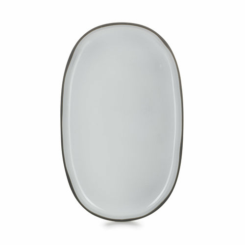 (CO1335N-234) Service Plate, 14'' x 8-1/2'' x 1''H oval, oven, microwave, freezer & dishwasher safe, porcelain, white cumulus, Caractere