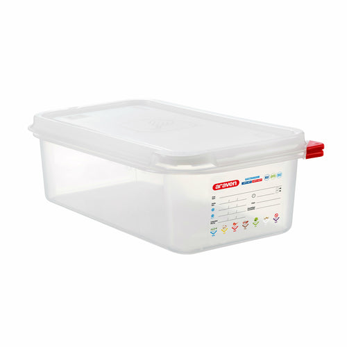 Araven Food Storage Container, 4.2 qt., 12-3/4'' x 6-15/16'' x 4'', GN 1/3 size, Colorclip coded