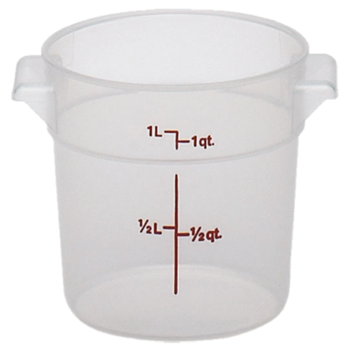 Storage Container, round, 1 qt., 6-1/16'' dia. x 5''H, translucent, polypropylene, NSF