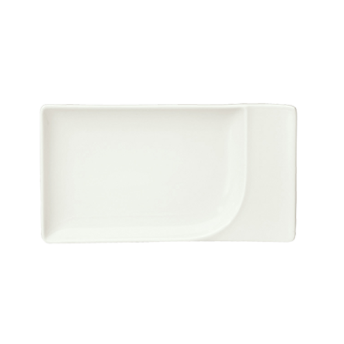 Platter, 7-3/4'', rectangular, with contour,  Fine Dining pattern, Schonwald, Continental White