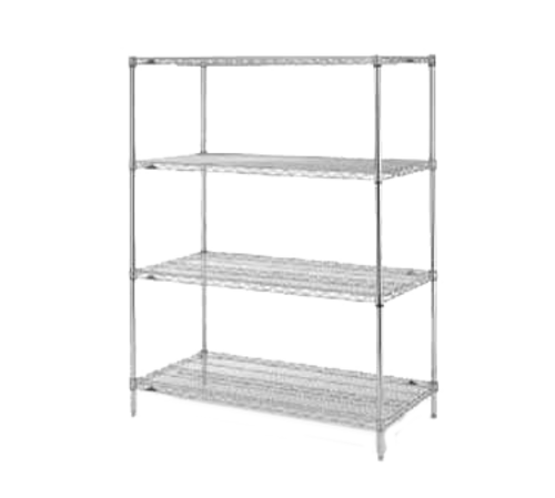 Super Erecta Convenience Pak Shelving Unit, 36''W x 18''D x 74''H, (4) wire shelves with clips & (4) split posts with adjustable feet, chrome plated finish, KD, NSF