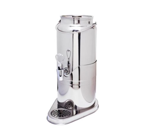 Milk Dispenser, 2 gallon, includes central stainless steel ice chamber and drip catcher, stainless steel