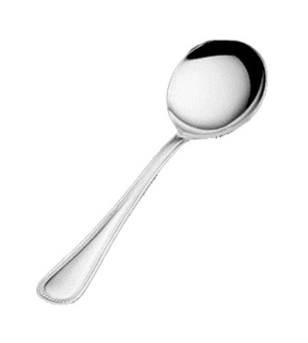 Flatware, bouillon spoon - round bowl, stainless, 6-1/8'' overall length, BROCADE, mirror finish, heavyweight, imported