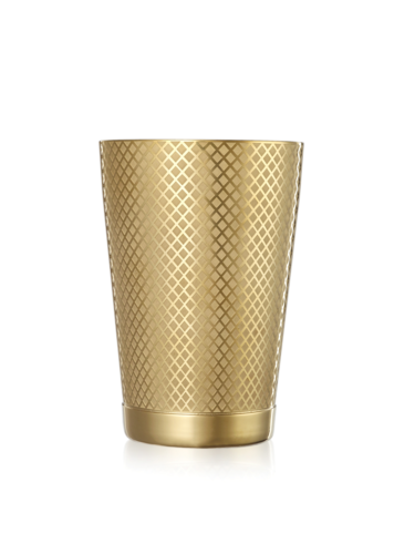 Barfly Diamond Lattice Shaker, 18 oz., 3-1/2'' dia. x 5''H, gold-plated exterior finish,etched design