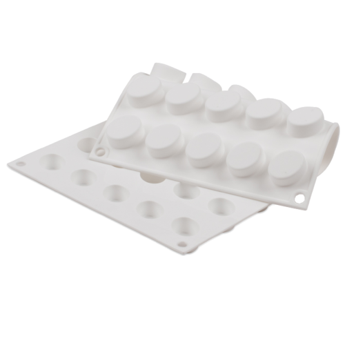 Micro Flex Mold, 11-3/4'' x 7'' overall, makes (35) 1'' ovals, dishwasher/oven/freezer safe, flexible, silicone, white