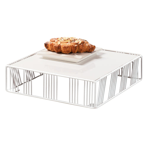 Portland Riser, 12''W x12''D x 3-1/4'', square, removable bread board top, wire, white, BPA Free