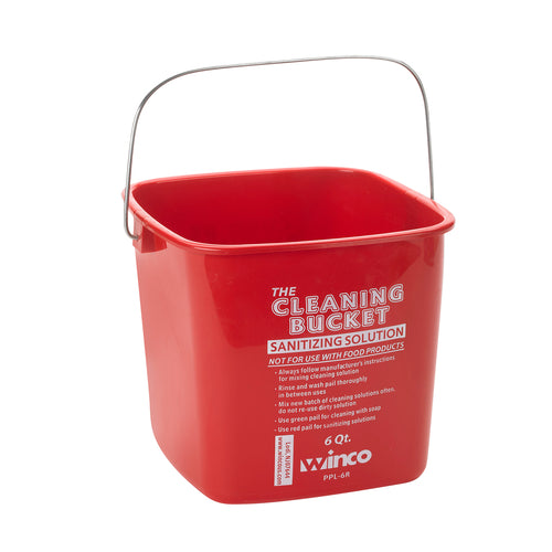 Cleaning Bucket 6 Qt Red For Sanitizing Solution