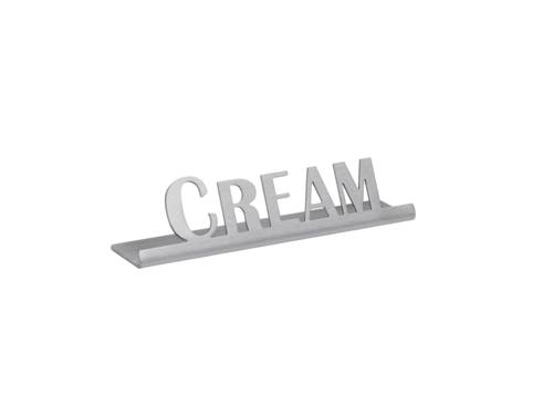 Table Sign, ''Cream'', 1''H x 4''W, laser-cut, dishwasher safe