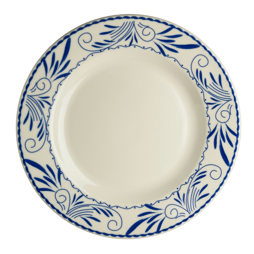 Plate, 12.25'' dia., round, rolled edge, china, white, Homer, Ivory, Blue Mex