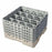Camrack Glass Rack, with (5) soft gray extenders, full size, 19-3/4'' x 19-3/4'' x 12-1/8'', (16) compartments, 4-3/8'' max. dia., 10-1/8'' max. height, beige,