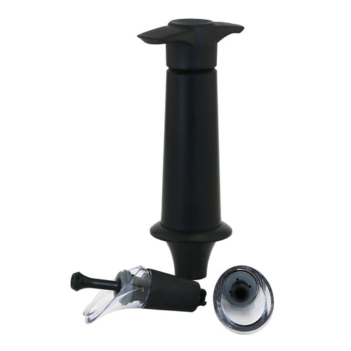 VacuVin Wine Server and Saver, includes: (1) 5-1/8H vacuum pump & (2) 3-1/8H no-drip pourers, ABS