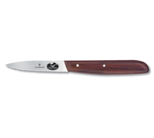 Victorinox Paring Knife, 3-1/4'' blade, wavy edge, rosewood handle, high carbon stainless steel blade, clamshell/peggable package