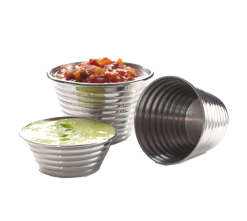 Sauce Cup, 4 oz., 3'' dia. x 2''H, stainless steel, ribbed finish