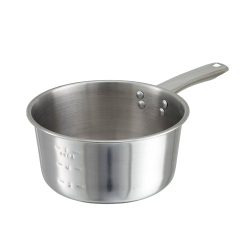 Sauce Pan, 2 qt., riveted handle, stainless steel, mirror finish