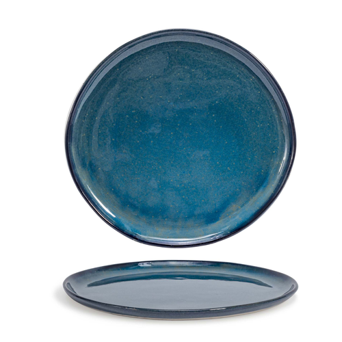 Artefact Plate, 11'' dia., round, coupe rim, porcelain, indigo