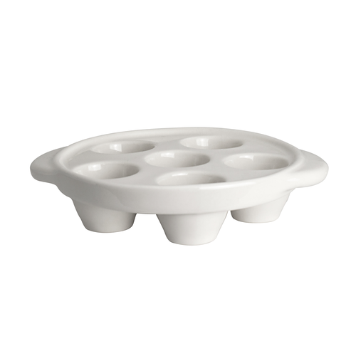 Escargot Plate, 6 hole, 7-1/8'' x 6'' x 1-1/2'', round, with handles, Hall China, White