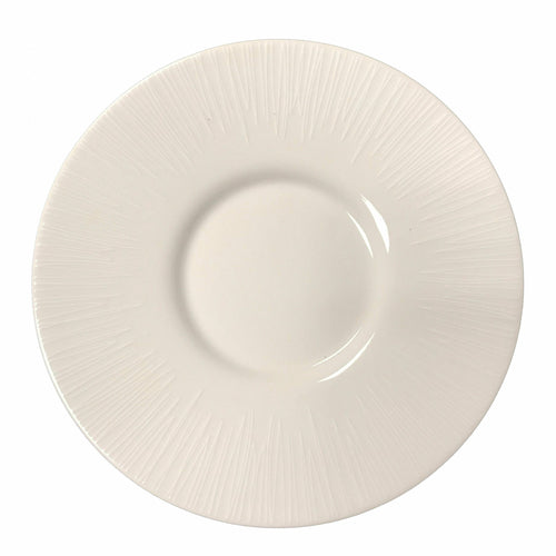 Saucer, 6-3/10'' dia., round, with rim, porcelain, white, Emanata by Bauscher