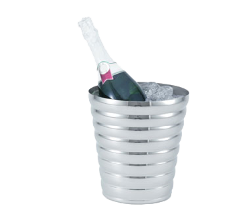 Wine/Champagne Bucket, 7-7/8'' top dia., 5-3/8'' bottom dia., 7-1/2'' high (20 x 19 cm), beehive style, type 304 18/8 stainless steel.