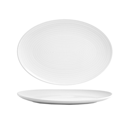 Spiral Plate, 11-1/2'' x 8-1/4'', oval, coupe, porcelain, white