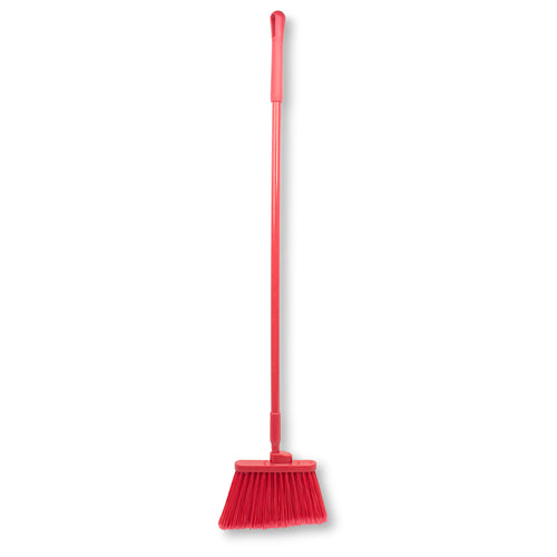 Sparta Duo-Sweep Angle Broom, 56''L handle, flagged polyester bristles, red