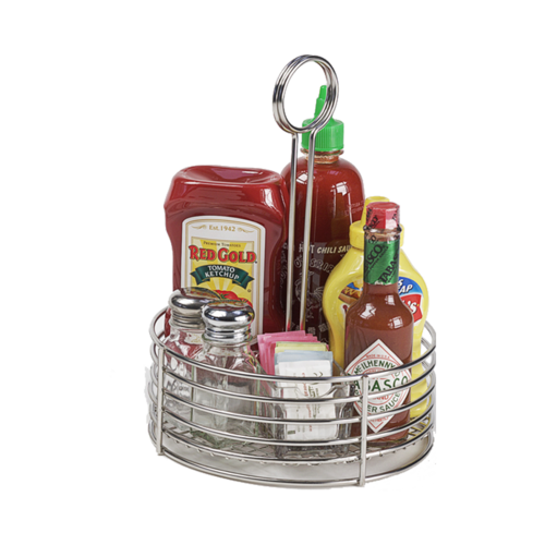 Round Stainless Steel Condiment Caddy