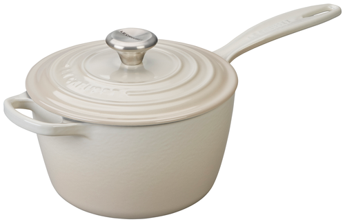 Signature Saucepan, 2.25 qt., includes lid with stainless steel knob, oven-safe up to 500F, dishwasher safe, enameled cast iron,, Meringue