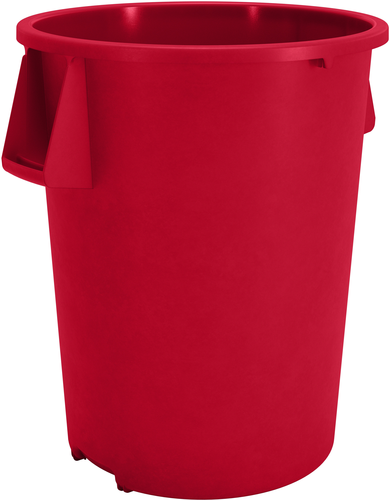 Bronco Waste Bin Trash Container, 55 gallon, 33''H x 26-1/2'' dia., round, stackable, red, NSF, Made in USA