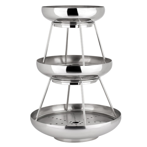 SEAFOOD STAND 3 TIER COUPE W/ REMOVABLE DRAIN PLATES STRAIGHT SIDED (11 1/2, 9 1/2, 7 7/8)