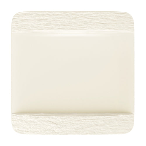 Plate, 11'', square, flat, dishwasher and microwave safe, porcelain, The Rock white glacier