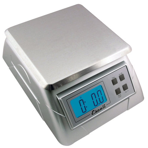 Escali Alimento Digital Scale, square, 13 lb. x 0.1 oz./ 6 kg x 1 g, 7''W x 9-1/2''D x 3-1/2''H overall, 6-5/8'' x 6-3/8'' removable stainless steel platform, tare feature, sealed buttons and display, auto shut-off, plastic housing, 9V battery included