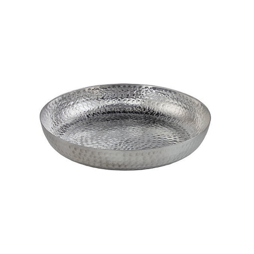Seafood Tray, 128 oz., 14'' dia. x 2-1/2''H, round, hand-wash only, hammered aluminum, silver (hand wash only)