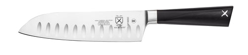 ZuM Santoku Knife, 7'', granton edge, one-piece precision forged, high carbon, no-stain, German steel, ergonomically designed POM handle, NSF