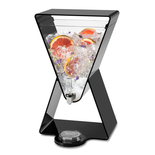 Lucid Beverage Dispenser, 3 gallon, 13-1/4'' x 13'' x 22-1/4''H, prism-shaped, with drip tray