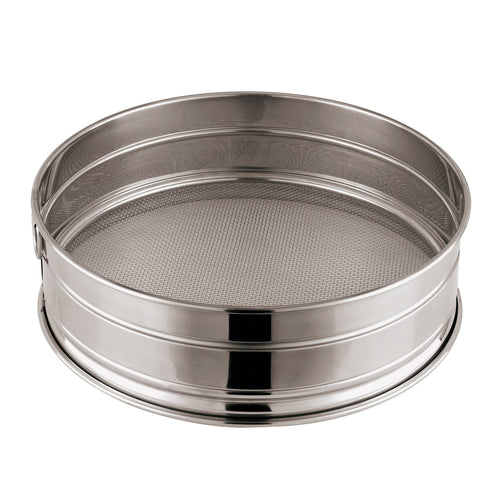Flour Sieve, 8-5/8'' dia. x 3-1/8''H, fine mesh, 20 opening per square inch, stainless steel, Paderno, Mixing