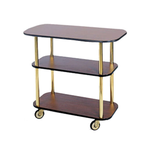 Service Cart, rectangular, 16''D x 42-1/2''W x 35-1/4''H, (3) open shelves, high impact edge molding, 1-1/2'' steel tube legs, 4'' swivel casters, Made in USA