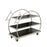 Grab n' Go Service Cart, multi purpose, rollout, 39''H x 44''L x 21''D, heavy duty, 3 tier, round shape, wood shelves with stainless steel frame, reversible shelves to black or walnut finish