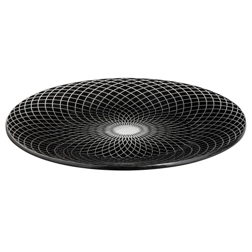 Spiro Platter, 15.6'' x 15.6'' x 1.2''H, round, integrates with all Rosseto Skycap and Multi-Chef Systems, handmade glass, black
