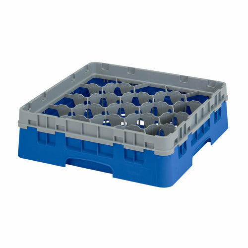 Camrack Glass Rack, with soft gray extender, full size, 19-3/4'' x 19-3/4'' x 5-5/8'', (20) compartments, 3-7/8'' max. dia., 3-5/8'' max. height, blue