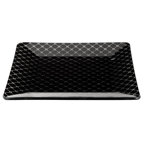 Zenit Platter, 13.8'' x 13.8'' x 1.2''H, square, integrates with all Rosseto Skycap and Multi-Chef Systems, handmade glass, black