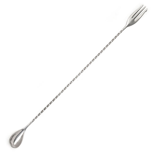 Trident Mixing Bar Spoon, 15-3/4'' (40cm), fork-end, stainless steel, polished finish